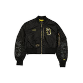 Alpha Industries x San Diego Padres Black and Gold Women's Cropped L-2B Bomber Jacket