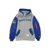 Alpha Industries x Golden State Warriors Gray MA-1 Full Zip Fleece Jacket