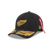 Alpha Industries x Detroit Red Wings Black 9FORTY M-Crown A-Frame Snapback Hat