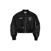 Alpha Industries x Las Vegas Raiders Black and Silver Women's Cropped L-2B Bomber Jacket