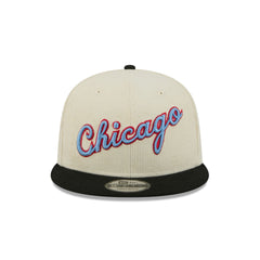 Chicago Bulls 2025 City Edition Chrome White Corduroy 9FIFTY Snapback Hat