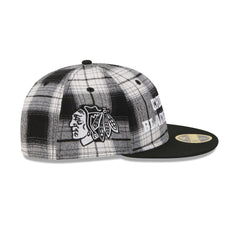 Chicago Blackhawks Grunge Plaid Retro Crown 59FIFTY Fitted Hat