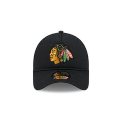 Chicago Blackhawks Black 9FORTY A-Frame Trucker Hat