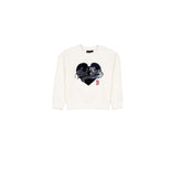 Boston Red Sox Girls Sequin Heart Chrome White Crewneck