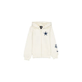 Dallas Cowboys Girls Chrome White Full-Zip Hoodie