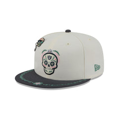 Las Vegas Raiders Day of the Dead Chrome White 59FIFTY Fitted Hat