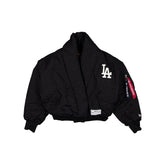 Alpha Industries x Los Angeles Dodgers Women's Black Shawl Collar Flight Jacket