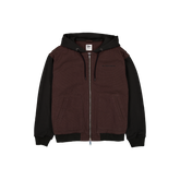 New Era Branded Cap Commuters Bomber Knit Dark Brown Full-Zip Hoodie