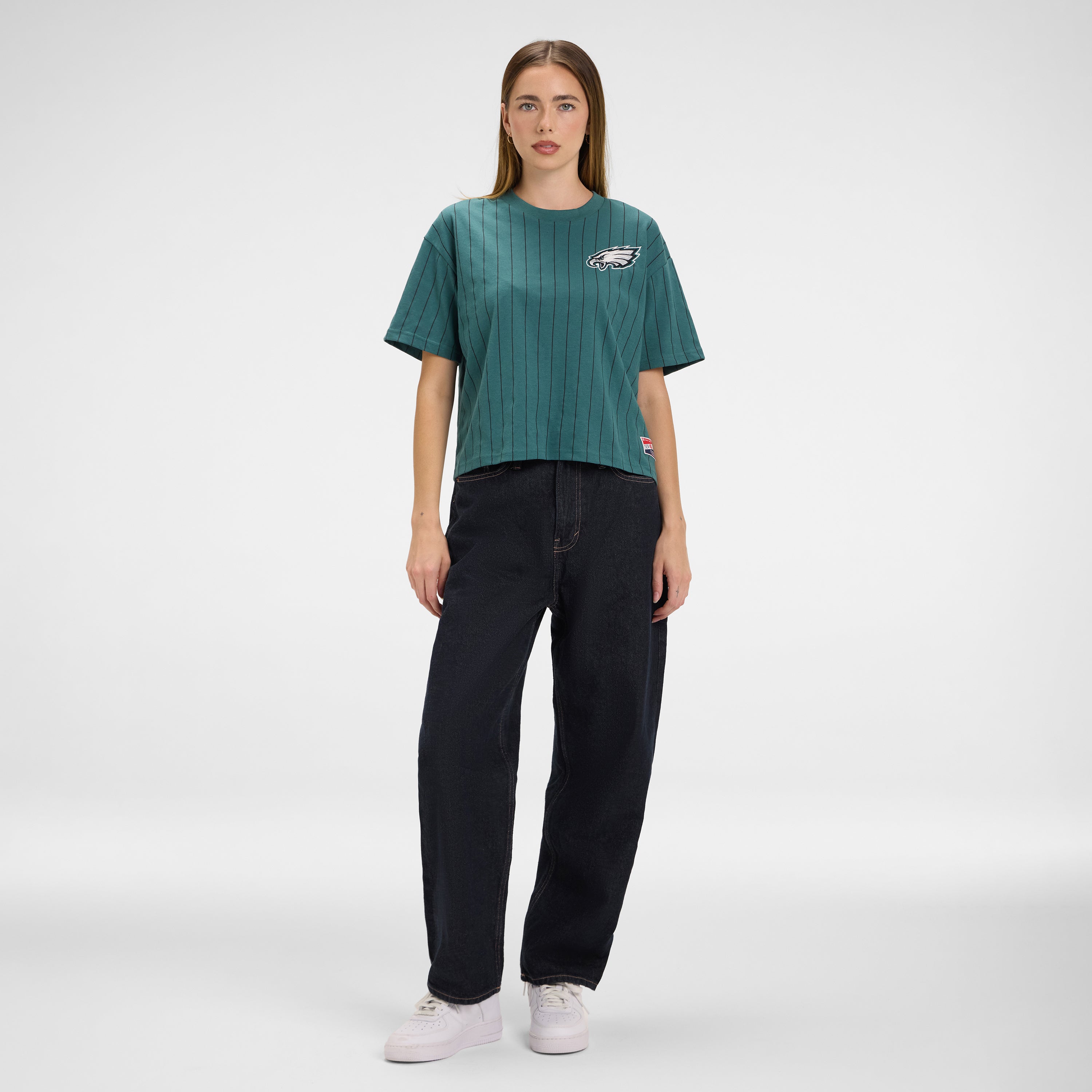 Boston Red Sox Throwback Women's Cropped Pinstripe T-Shirt