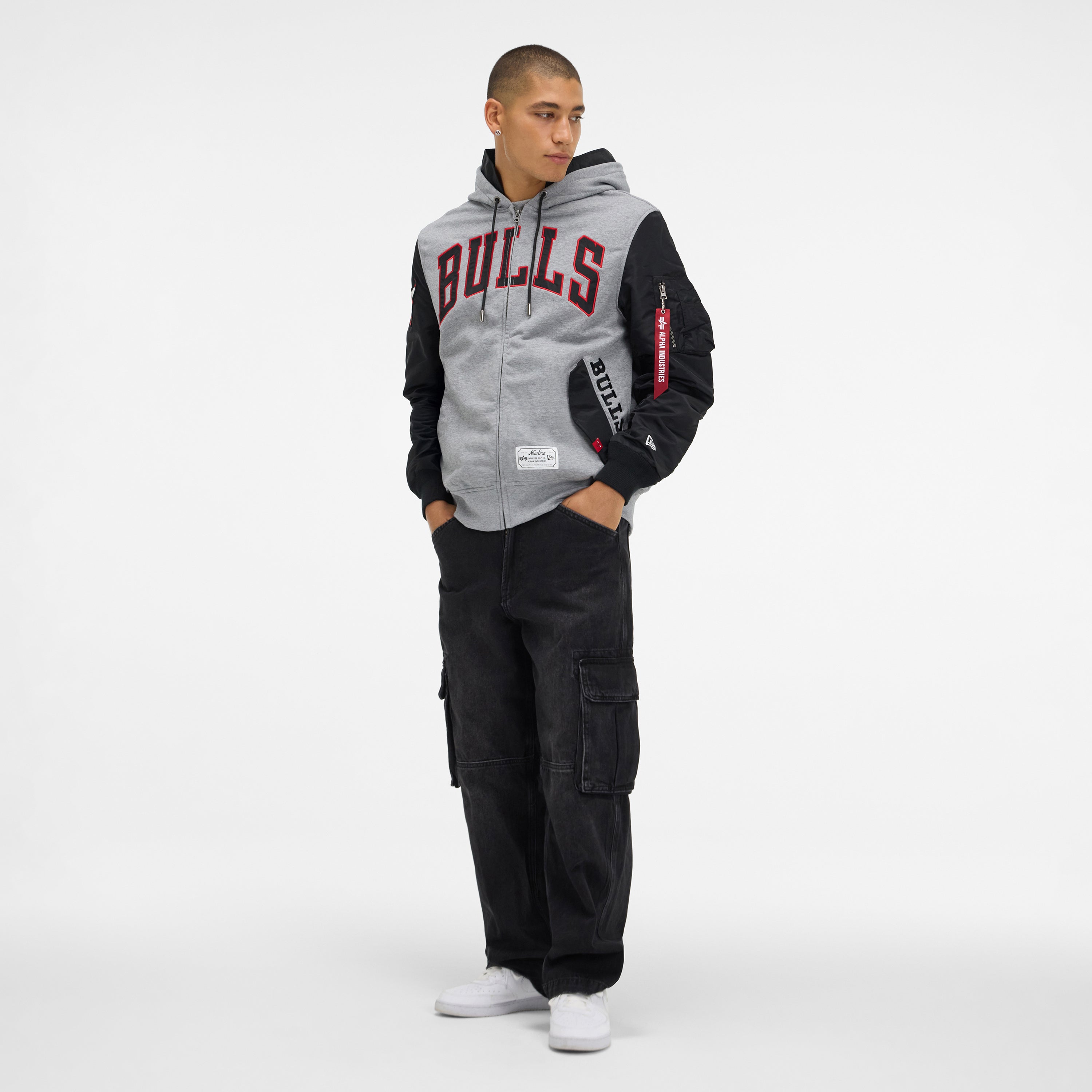 Alpha Industries x Golden State Warriors Gray MA-1 Full Zip Fleece Jacket