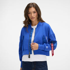 Alpha Industries x New York Knicks Blue Women's Full Zip Cropped Fleece Jacket