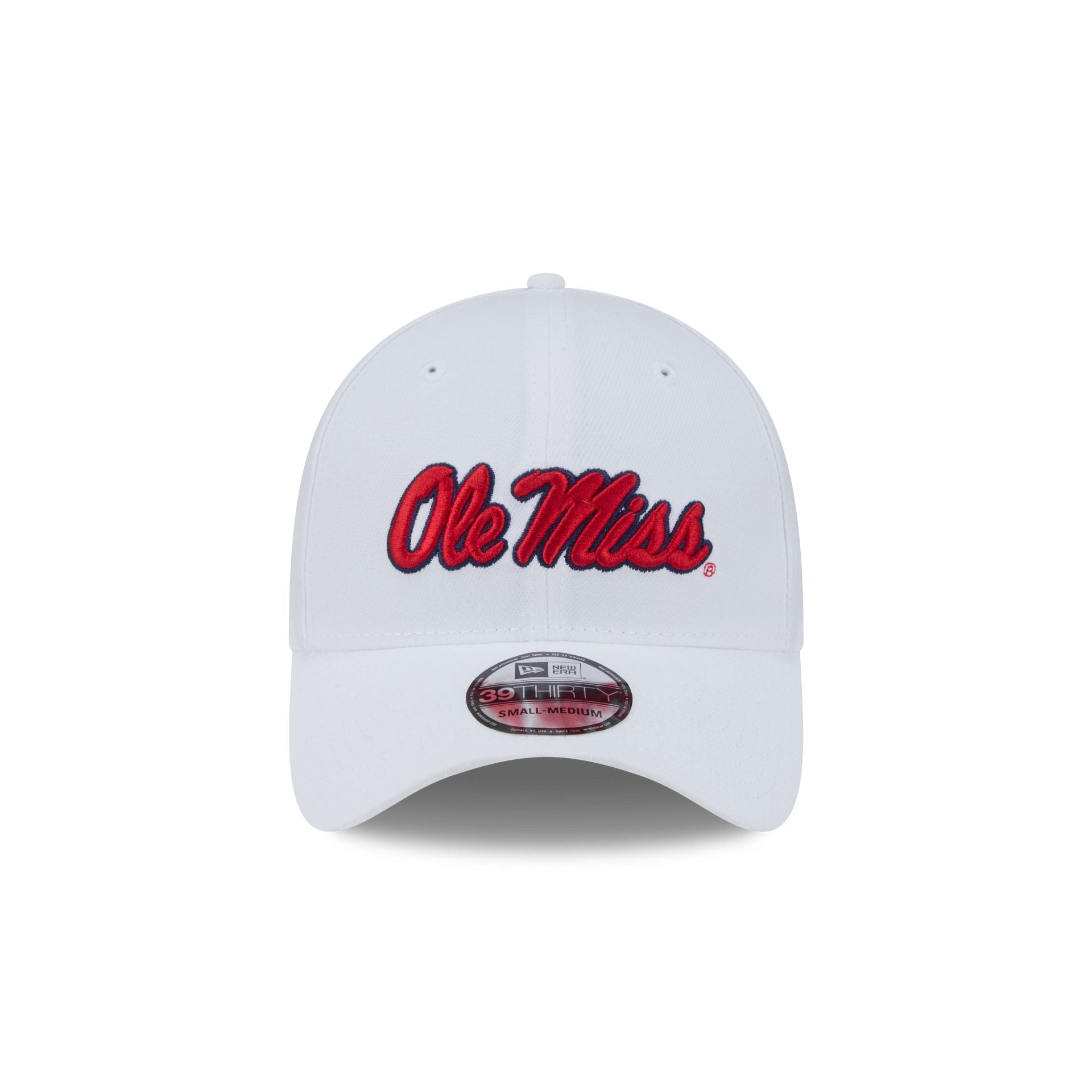 Mississippi Rebels Optic White 39THIRTY Stretch Fit Hat