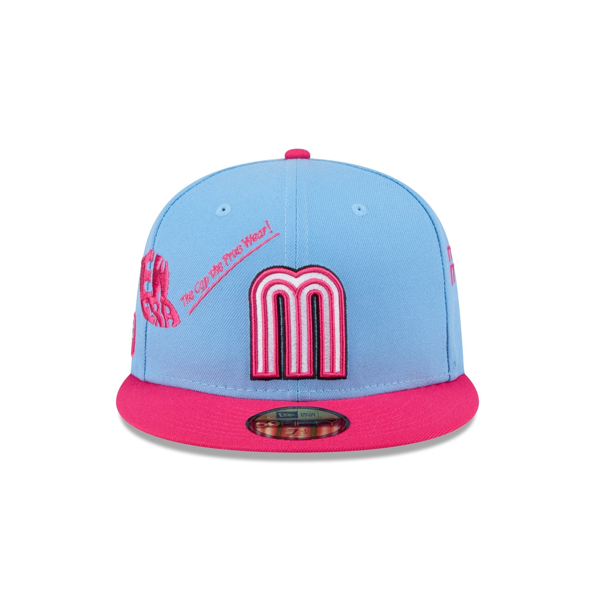 Mexico Baseball New Era Anniversary Logos Sky Blue 59FIFTY Fitted Hat