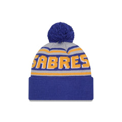 Buffalo Sabres Stripe Wordmark Pom Knit Hat