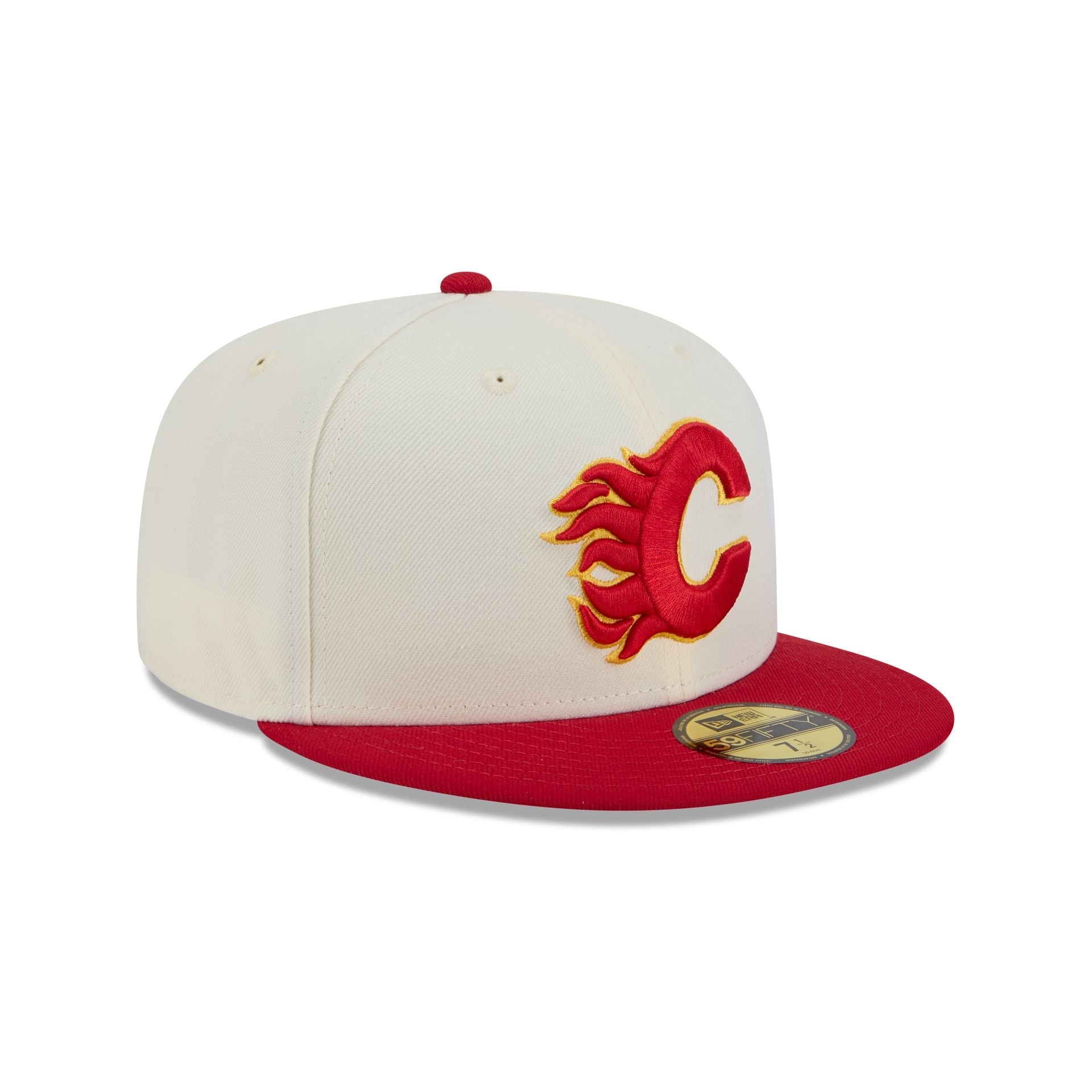 Calgary Flames Chrome White 59FIFTY Fitted Hat
