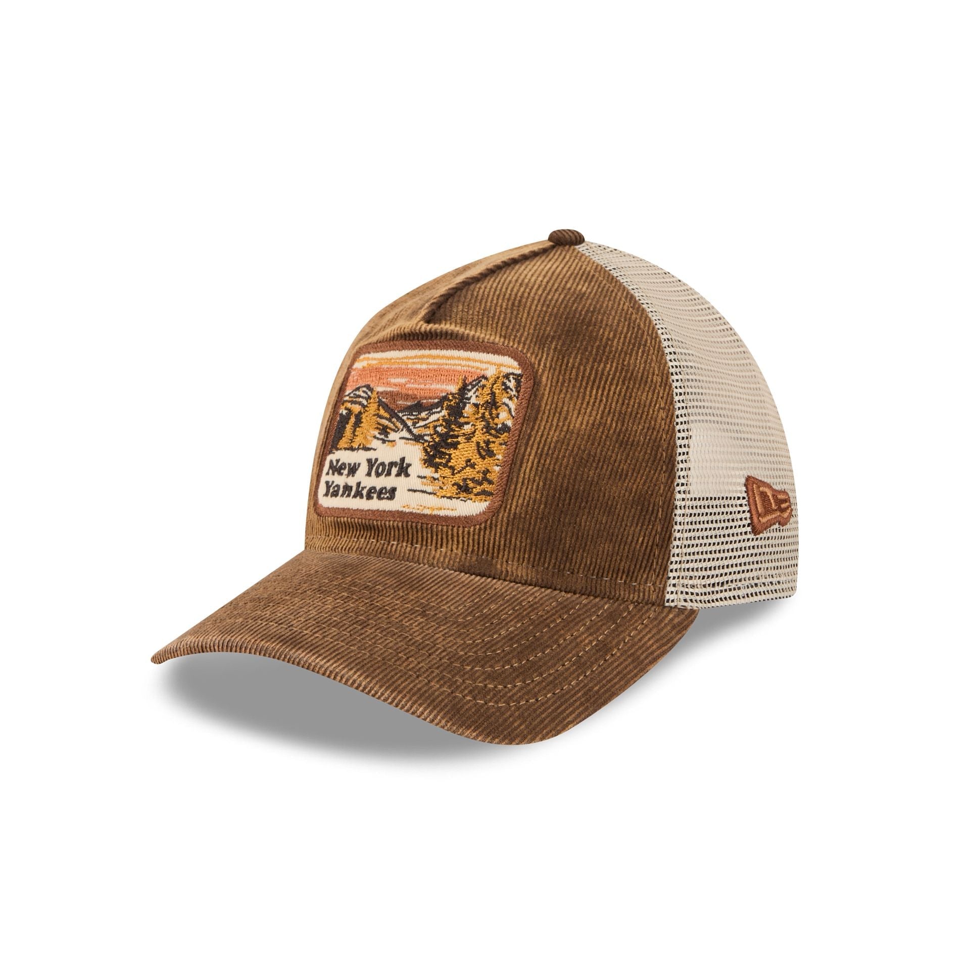 New York Yankees Vintage Landscape Brown 9TWENTY A-Frame Trucker Hat