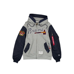 Alpha Industries x Atlanta Braves Gray MA-1 Full Zip Fleece Jacket