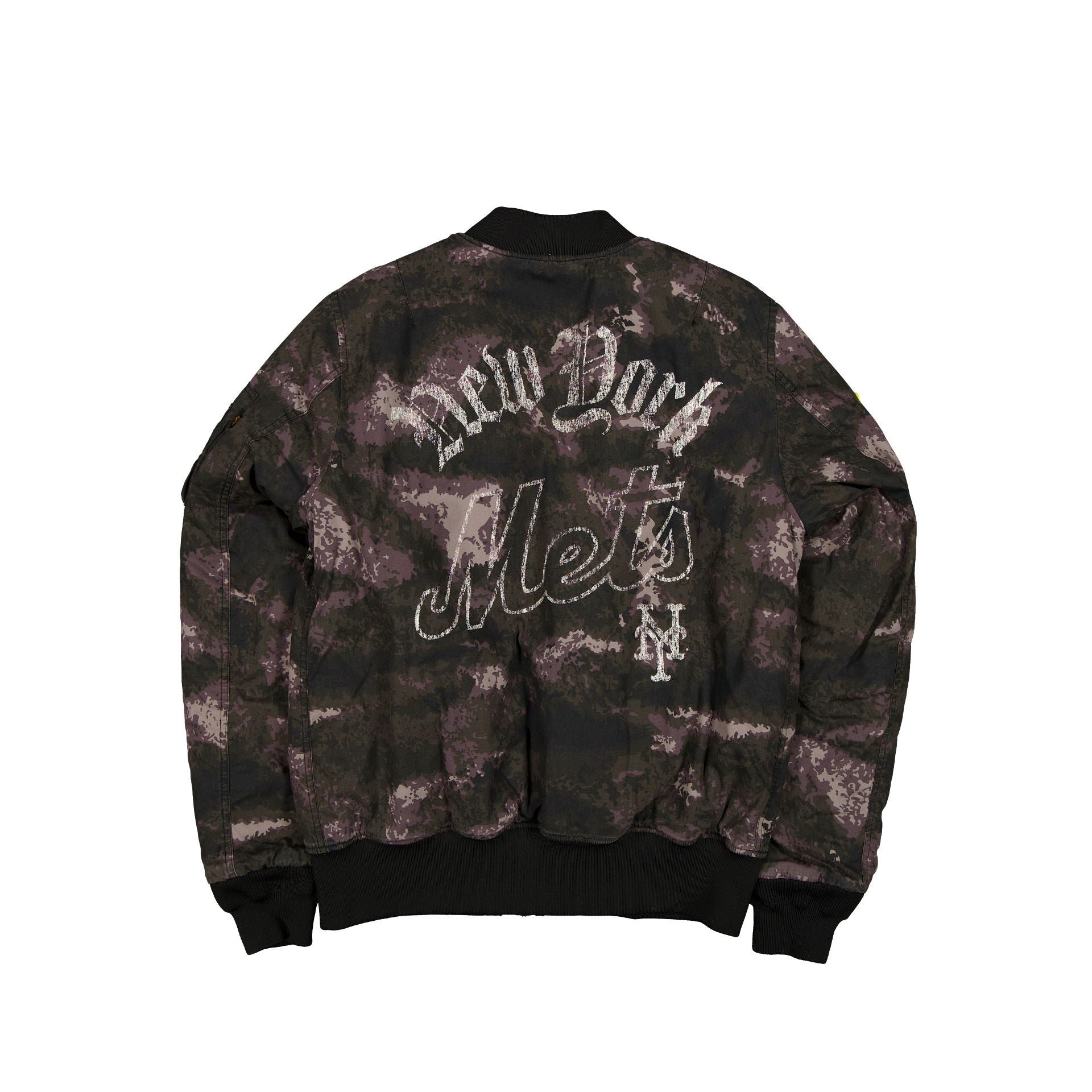 Alpha Industries x New York Mets Black Camo MA-1 Bomber Jacket