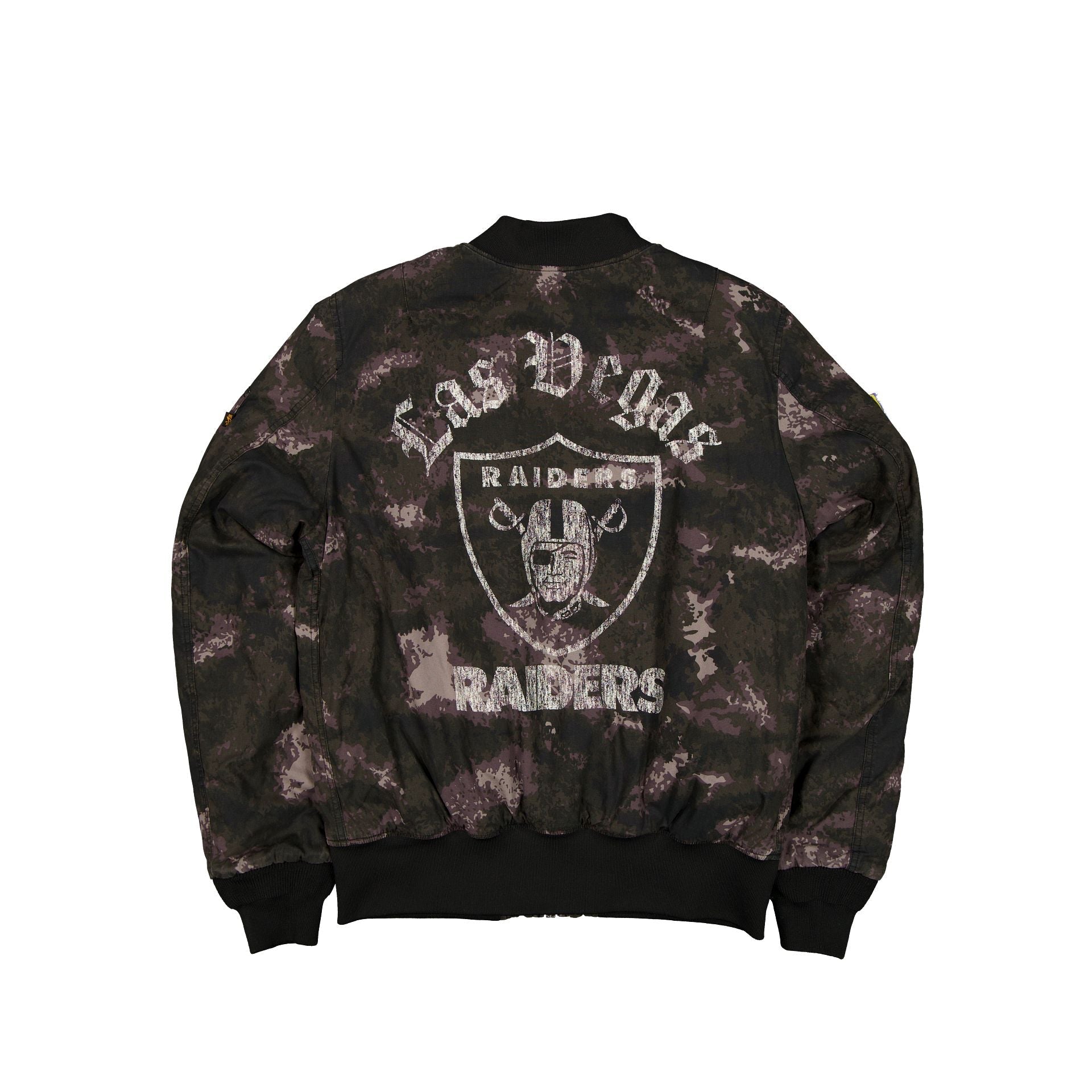 Alpha Industries x Las Vegas Raiders Black Camo MA-1 Bomber Jacket