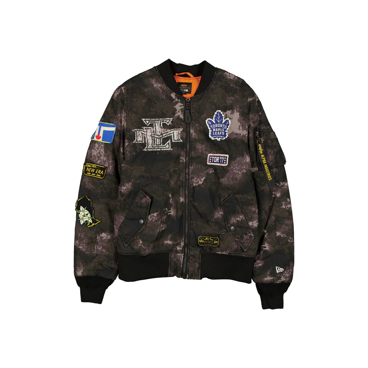 Alpha Industries x Toronto Maple Leafs Black Camo MA-1 Bomber Jacket