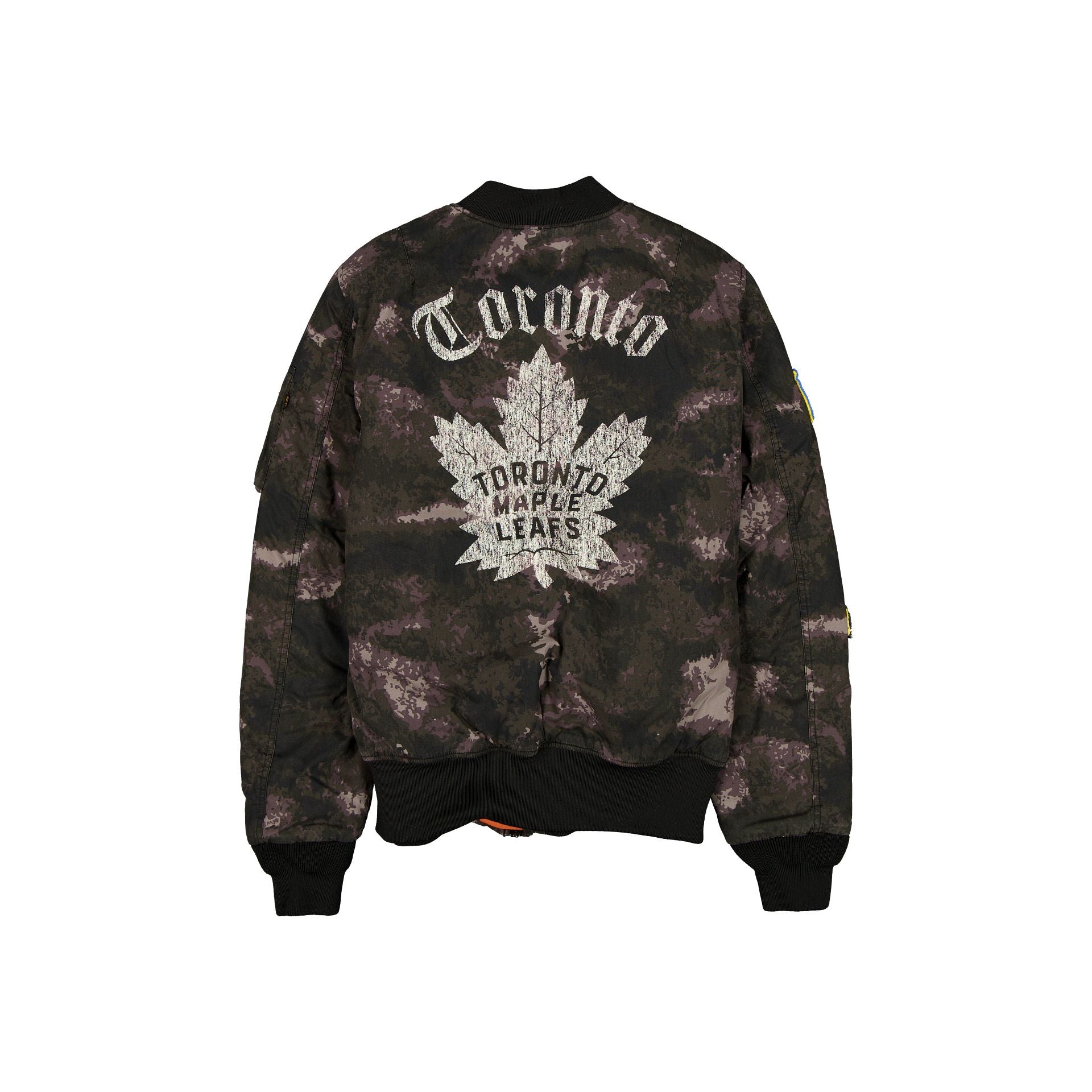 Alpha Industries x Toronto Maple Leafs Black Camo MA-1 Bomber Jacket