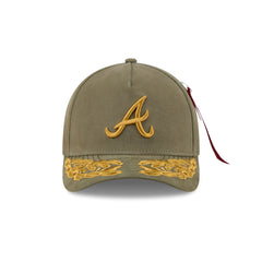 Alpha Industries x Atlanta Braves Olive Green 9FORTY M-Crown A-Frame Snapback Hat
