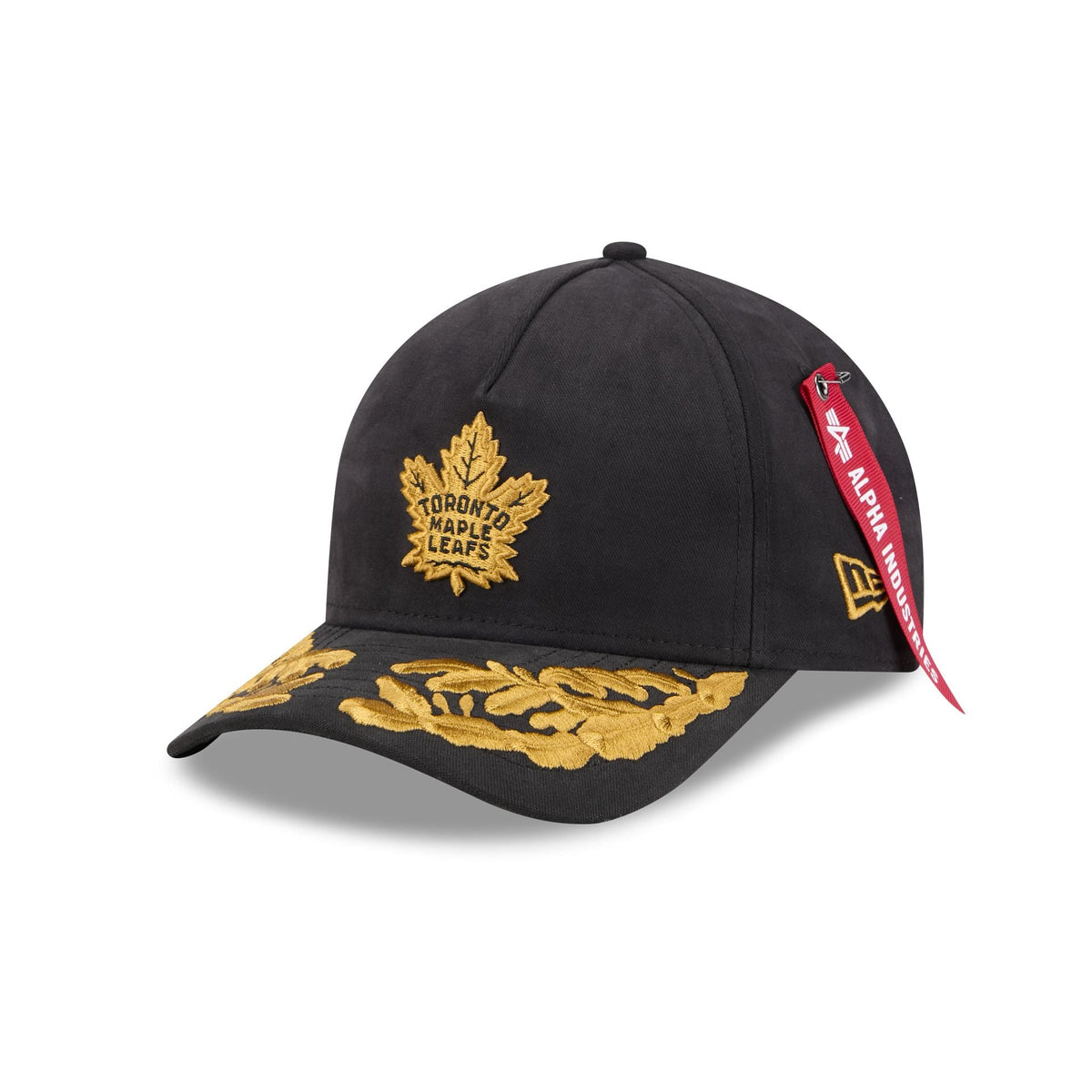 Alpha Industries x Toronto Maple Leafs Black 9FORTY M-Crown A-Frame Snapback Hat