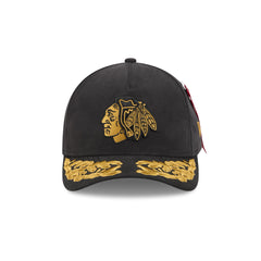 Alpha Industries x Chicago Blackhawks Black 9FORTY M-Crown A-Frame Snapback Hat