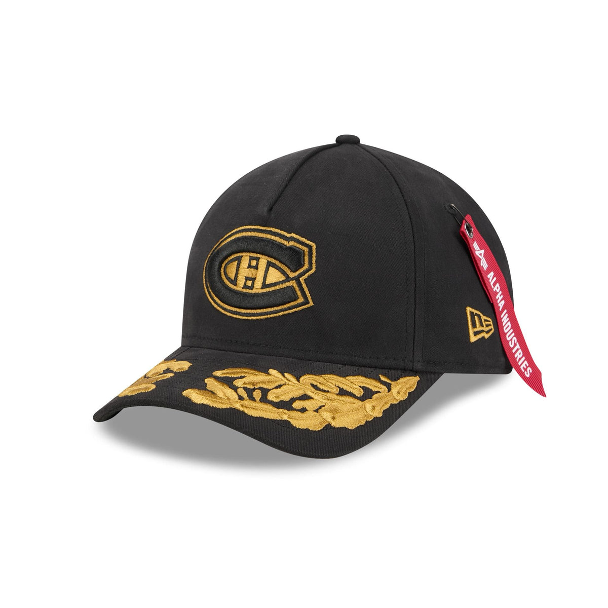 Alpha Industries x Montreal Canadiens Black 9FORTY M-Crown A-Frame Snapback Hat