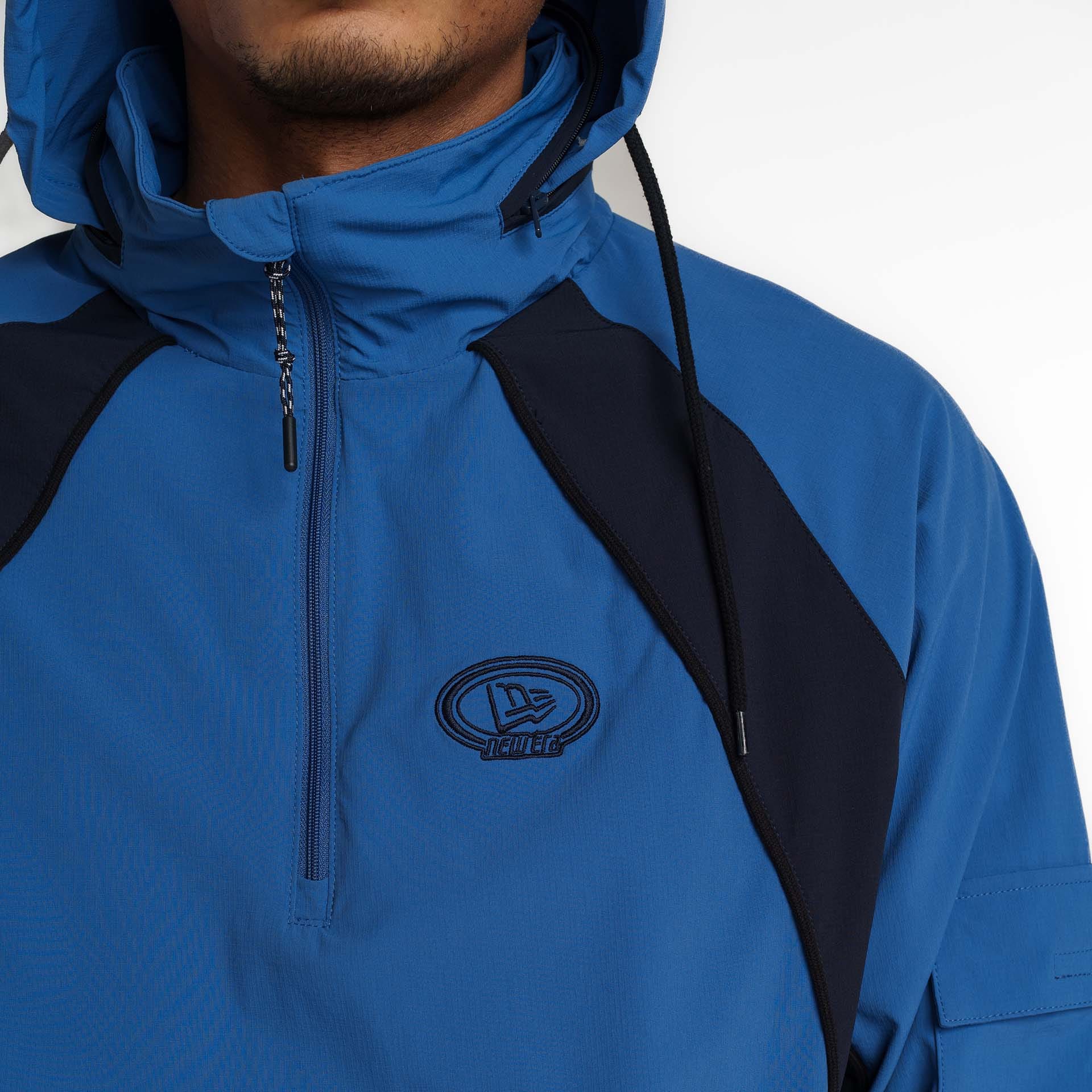New Era Branded Retro-Tech NE2K Indigo Half-Zip Track Pullover