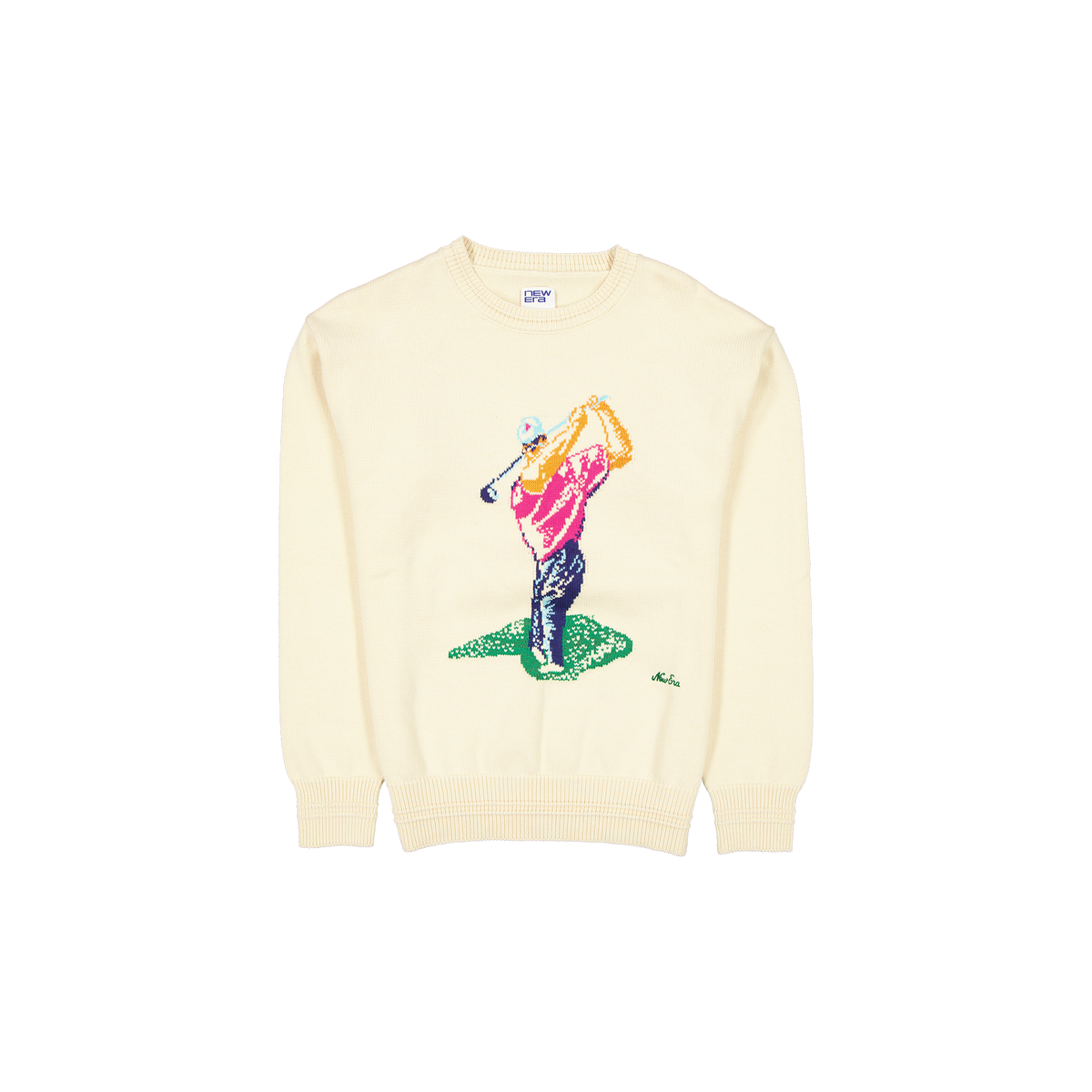 New Era Branded Chrome White Jacquard Golf Sweater