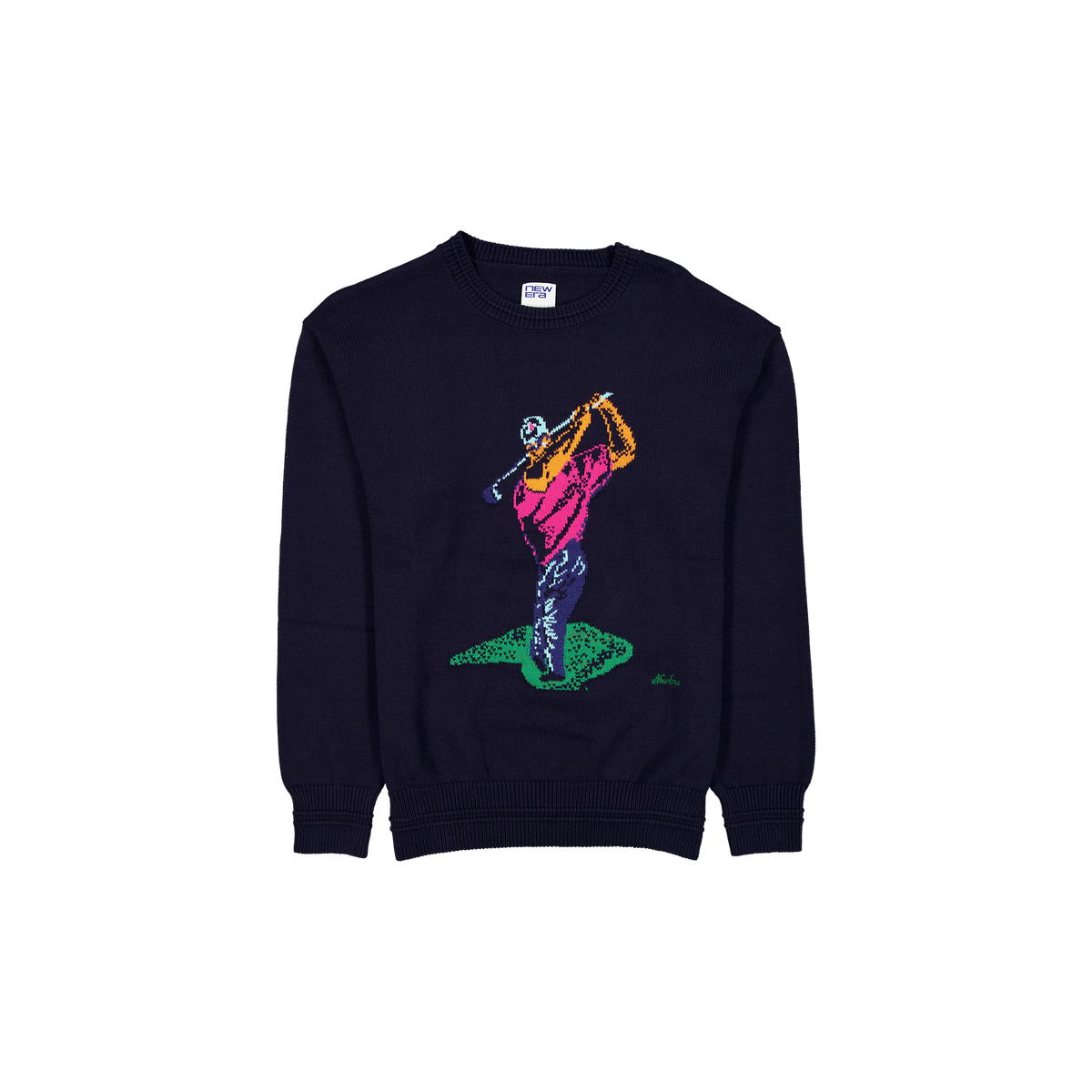 New Era Branded Navy Jacquard Golf Sweater