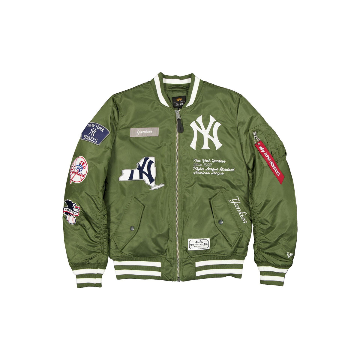 Alpha Industries x New York Yankees Olive Green MA-1 Bomber Jacket