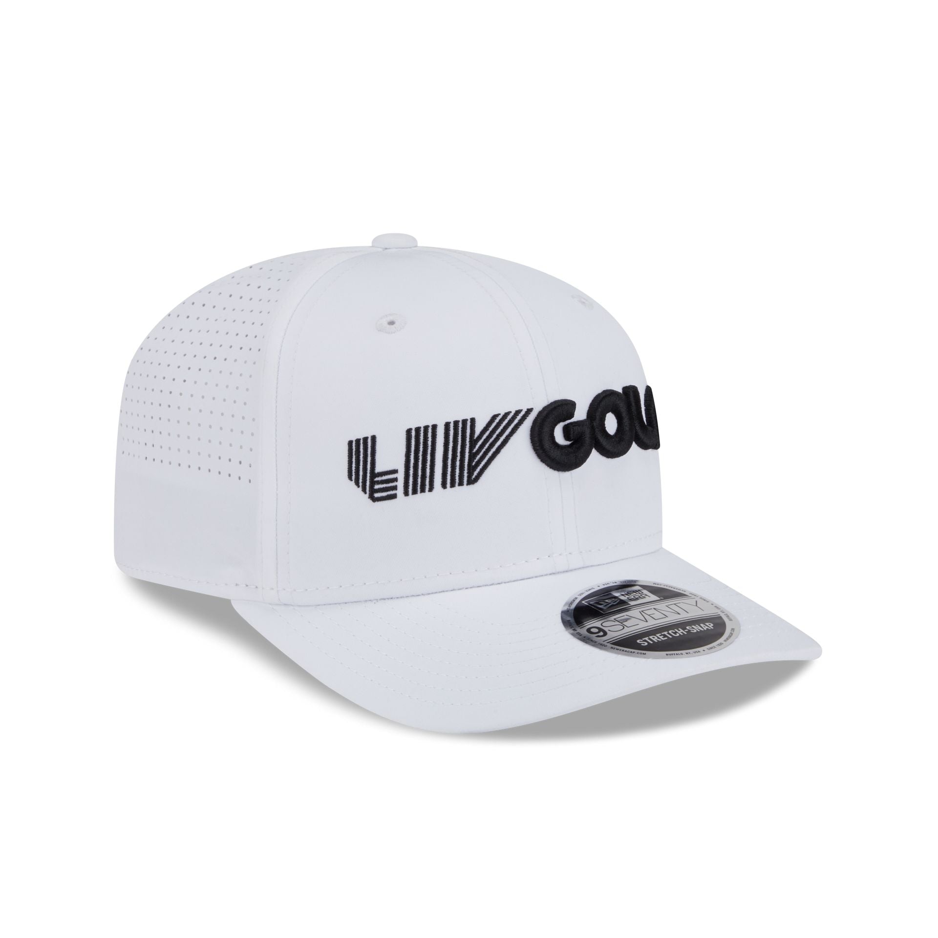 LIV Golf White 9SEVENTY Stretch-Snap Hat