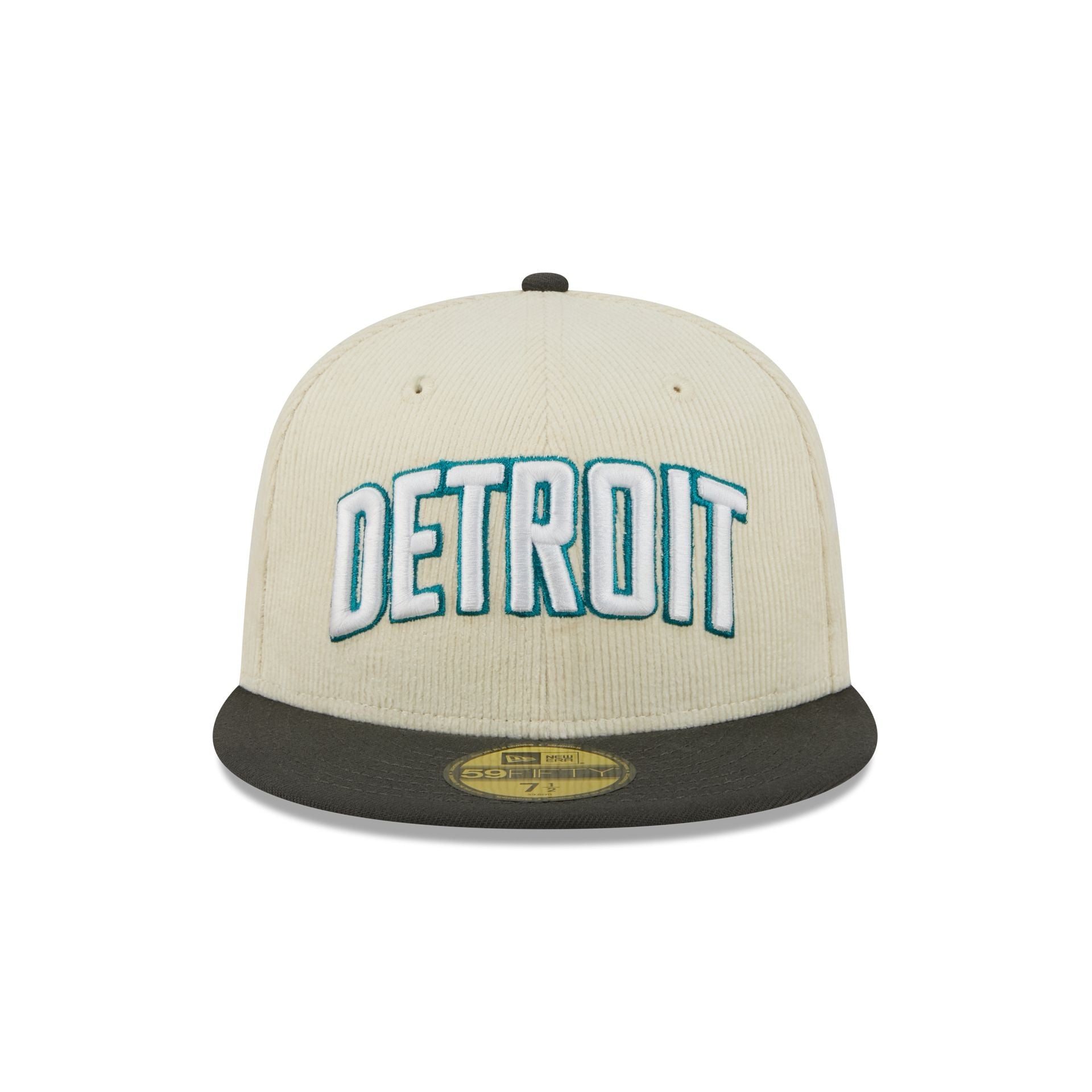 Detroit Pistons 2025 City Edition Chrome White Corduroy 59FIFTY Fitted Hat