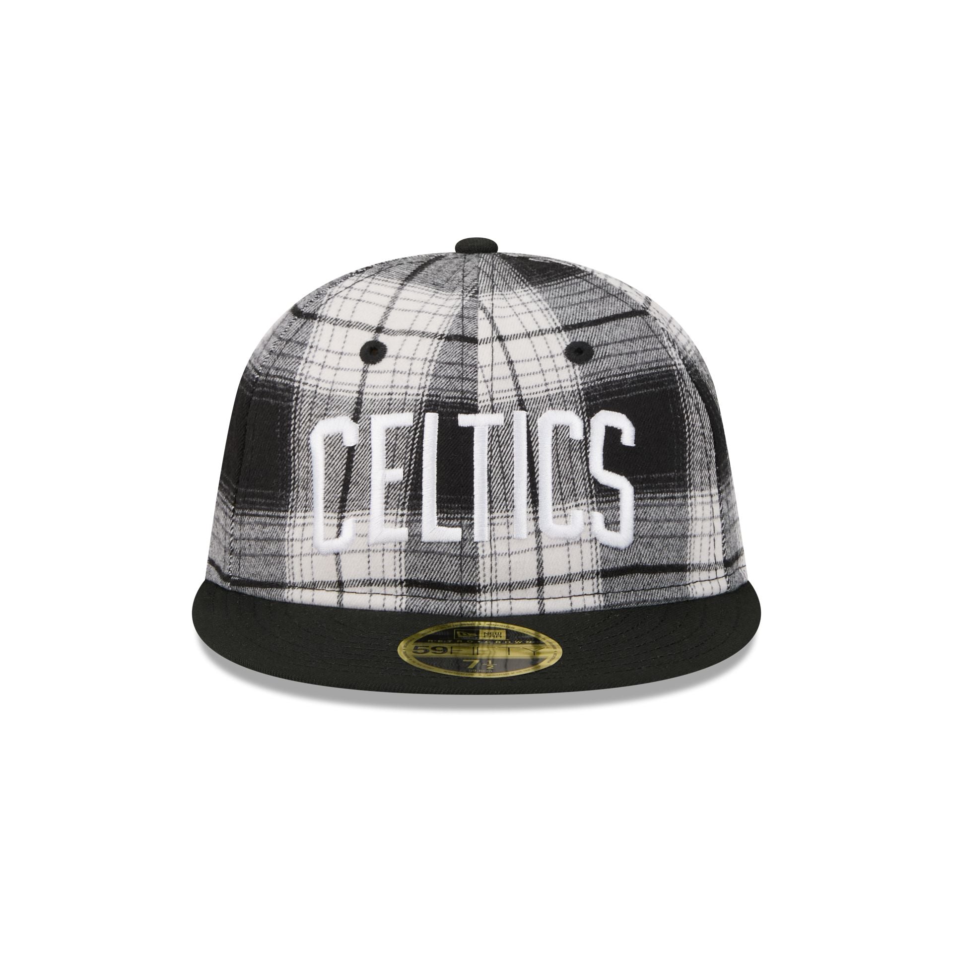 Boston Celtics Grunge Plaid Retro Crown 59FIFTY Fitted Hat