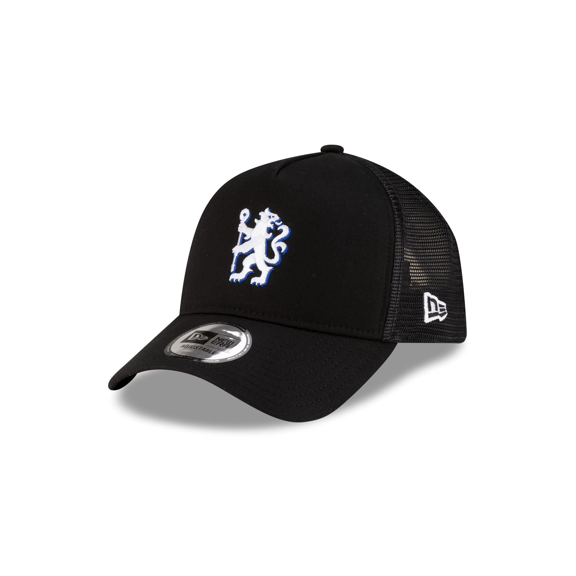 Chelsea FC Patch Black 9FORTY A-Frame Trucker Hat