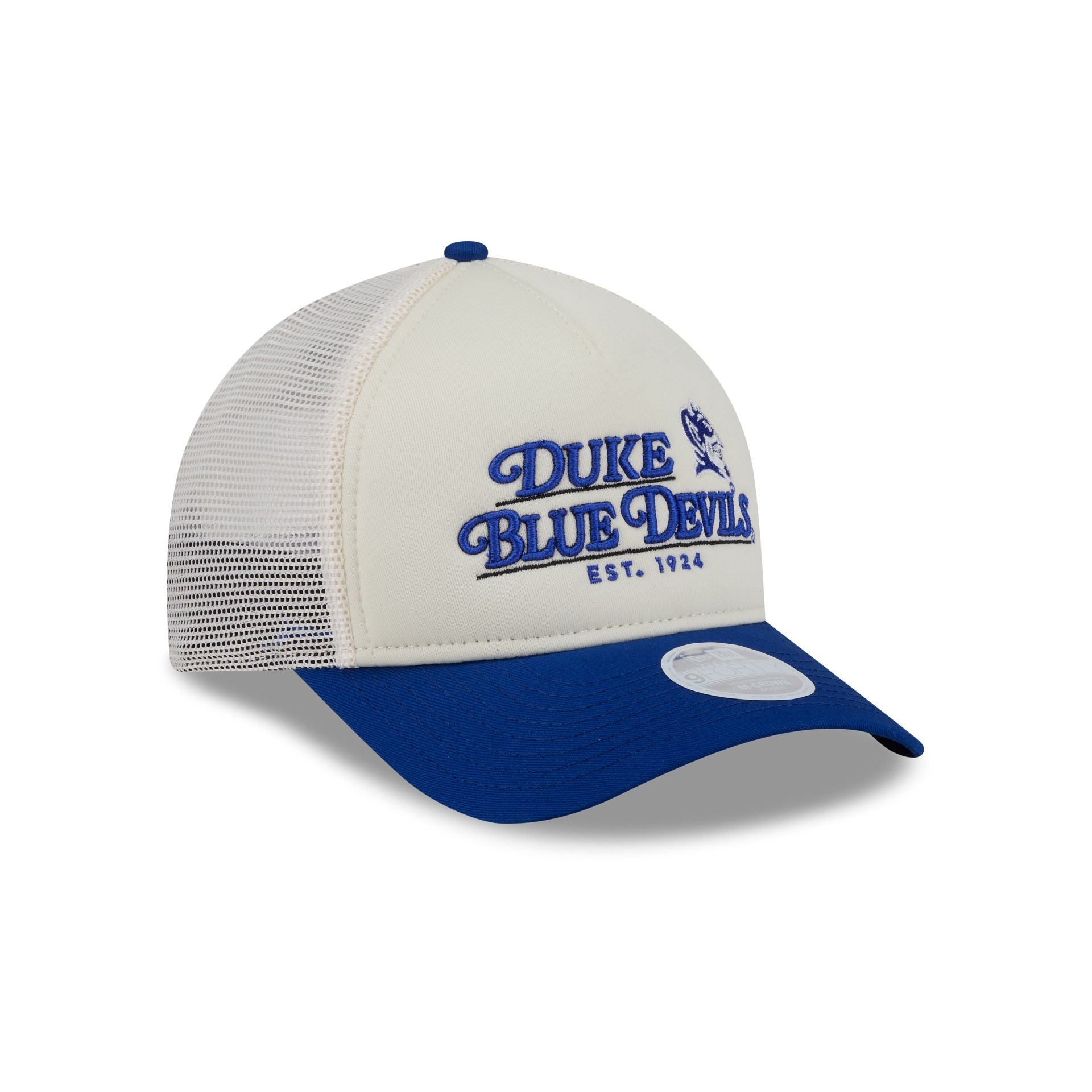 Duke Blue Devils Retro Chrome Women's White 9FORTY M-Crown A-Frame Trucker Hat