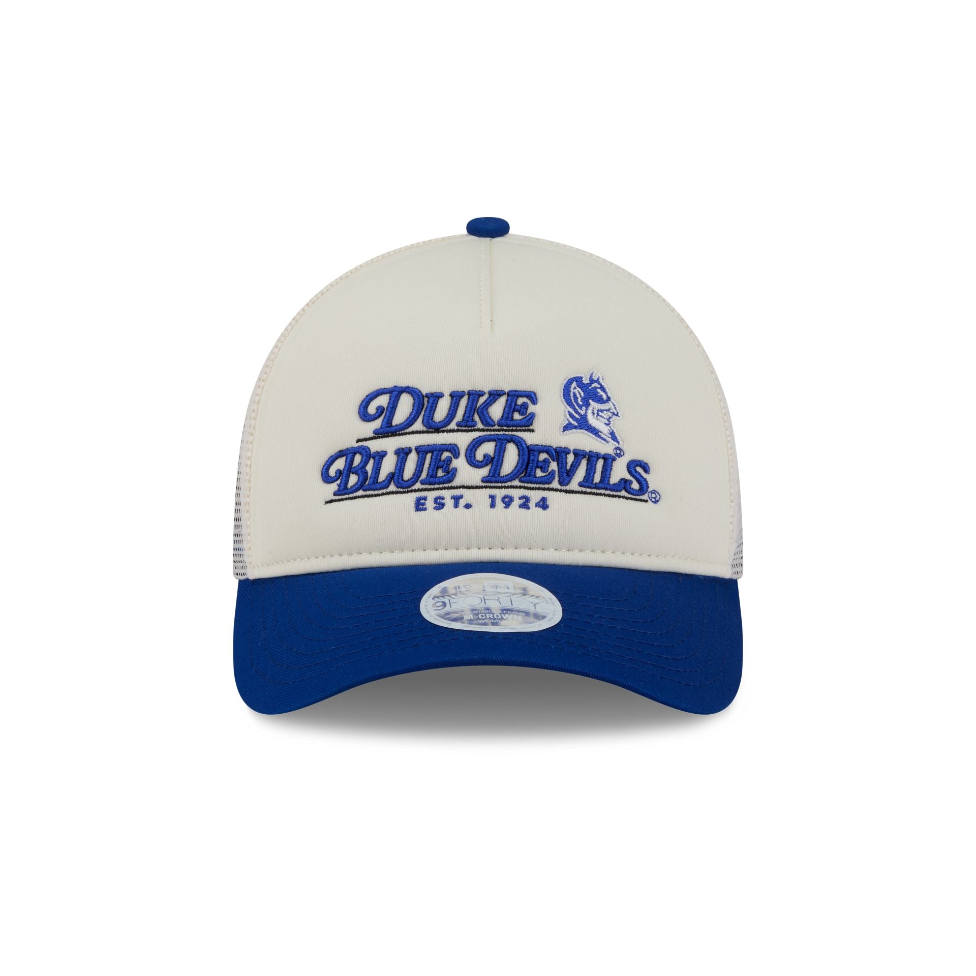 Duke Blue Devils Retro Chrome Women's White 9FORTY M-Crown A-Frame Trucker Hat