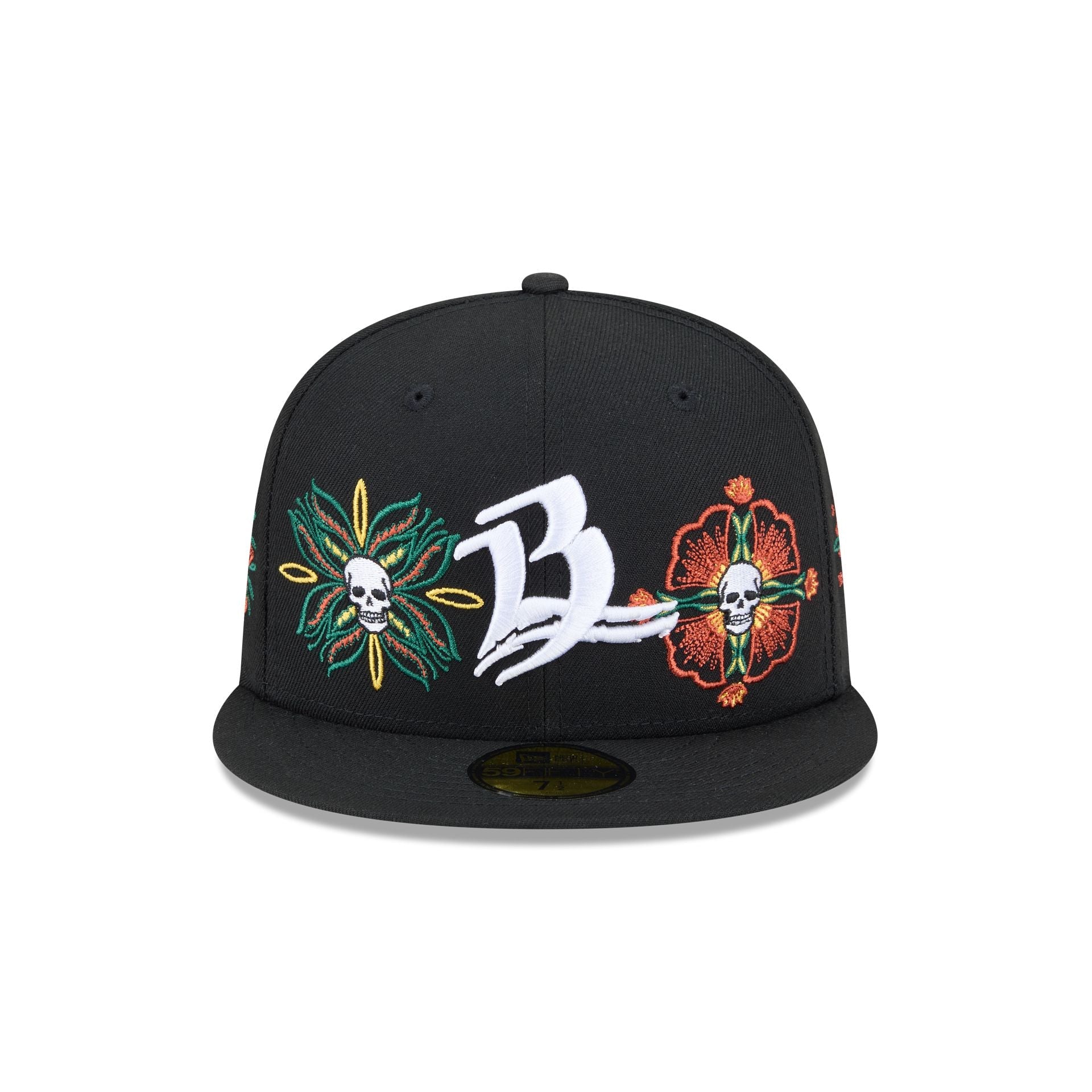 Bravos de León Day of the Dead Skull & Flowers 59FIFTY Fitted Hat