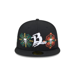 Bravos de León Day of the Dead Skull & Flowers 59FIFTY Fitted Hat