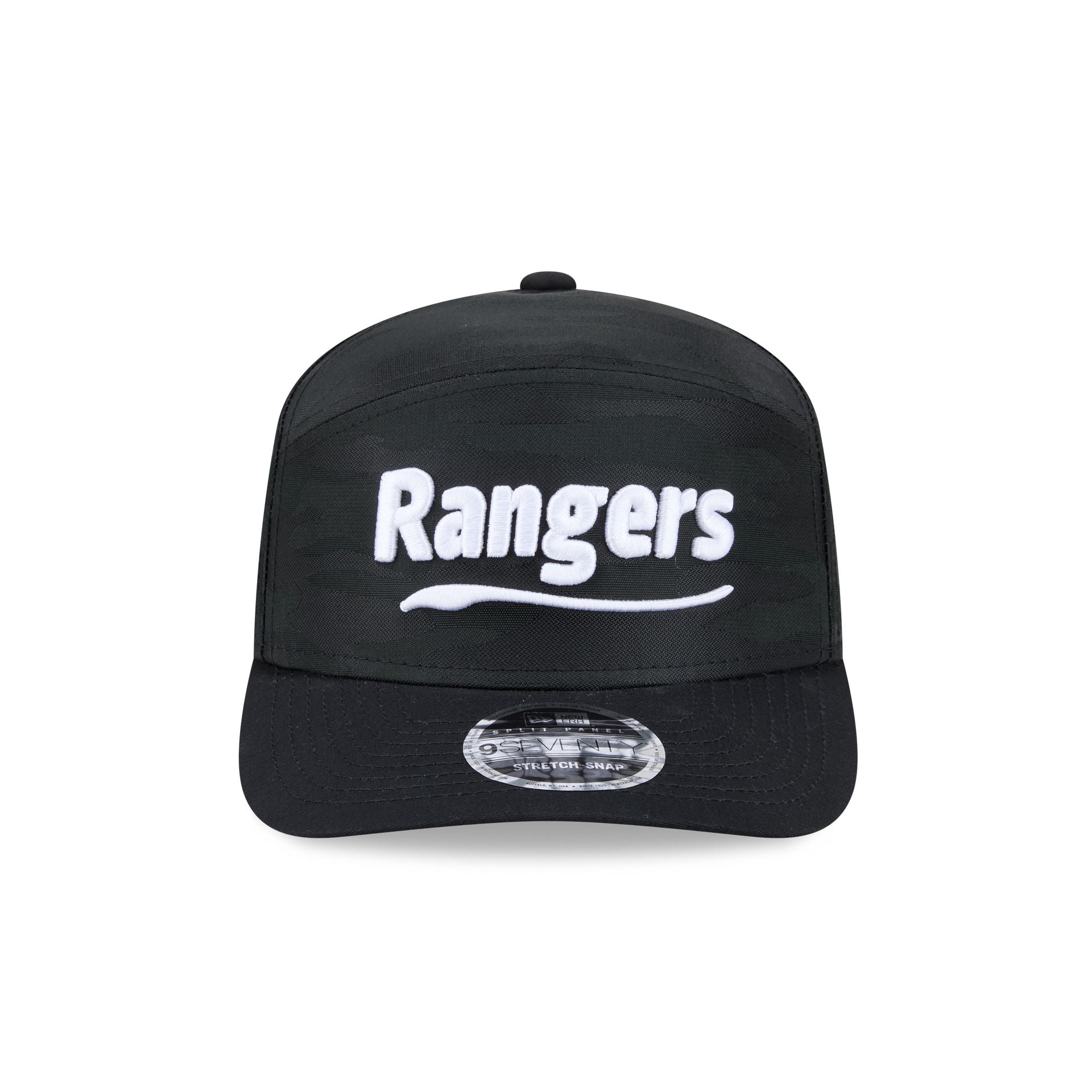 New York Rangers Black Camo Split Panel 9SEVENTY Stretch-Snap Hat