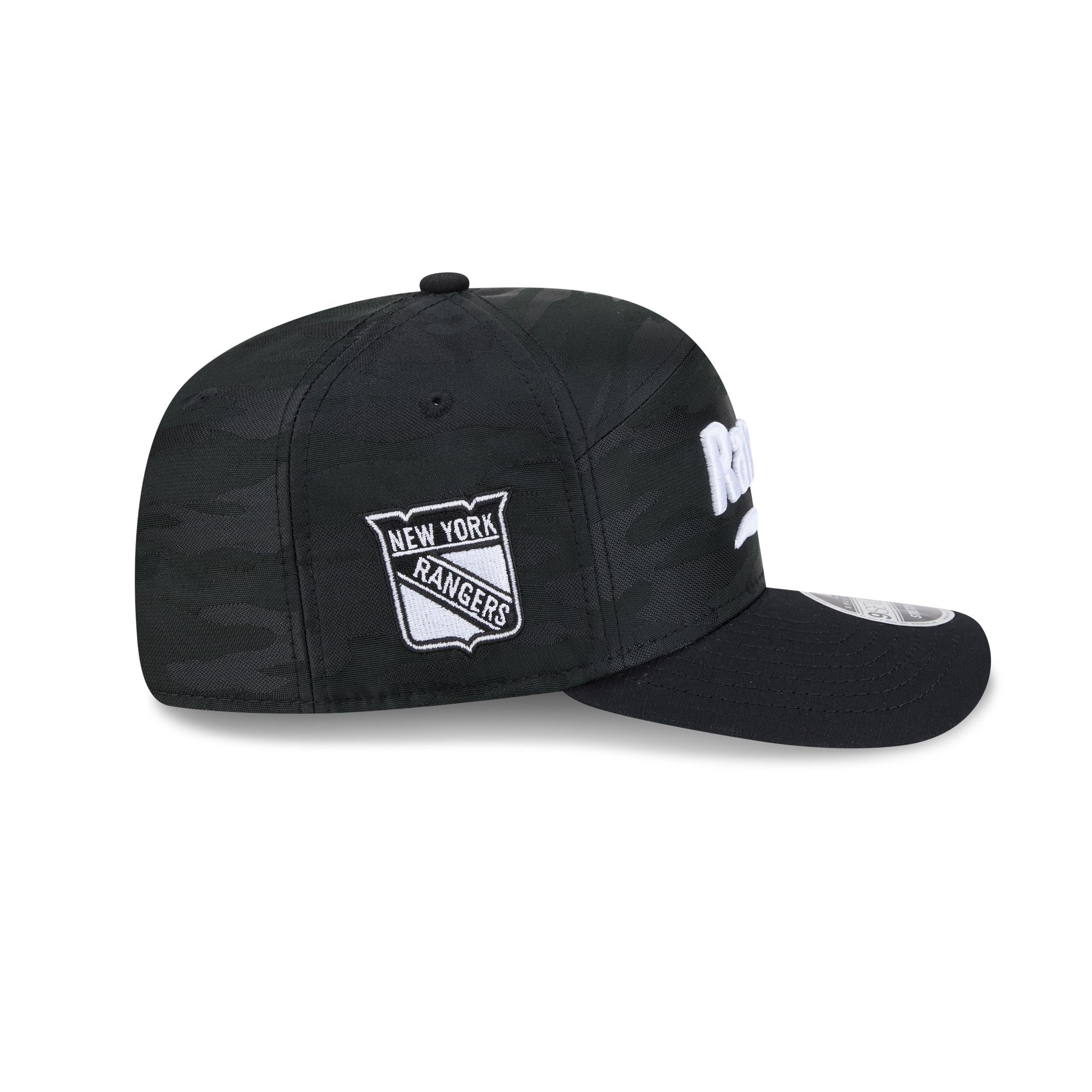 New York Rangers Black Camo Split Panel 9SEVENTY Stretch-Snap Hat