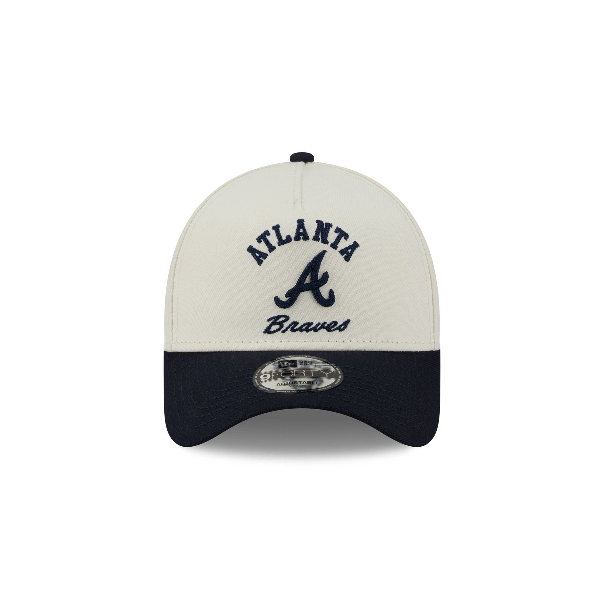 Atlanta Braves Chrome White Arched 9FORTY A-Frame Snapback Hat