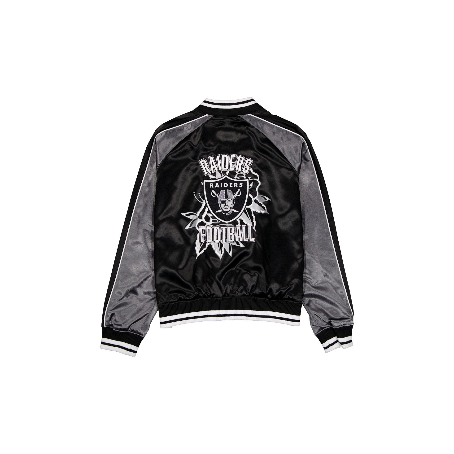 Las Vegas Raiders Women's Floral Satin Varsity Jacket