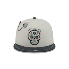 Las Vegas Raiders Day of the Dead Chrome White 59FIFTY Fitted Hat