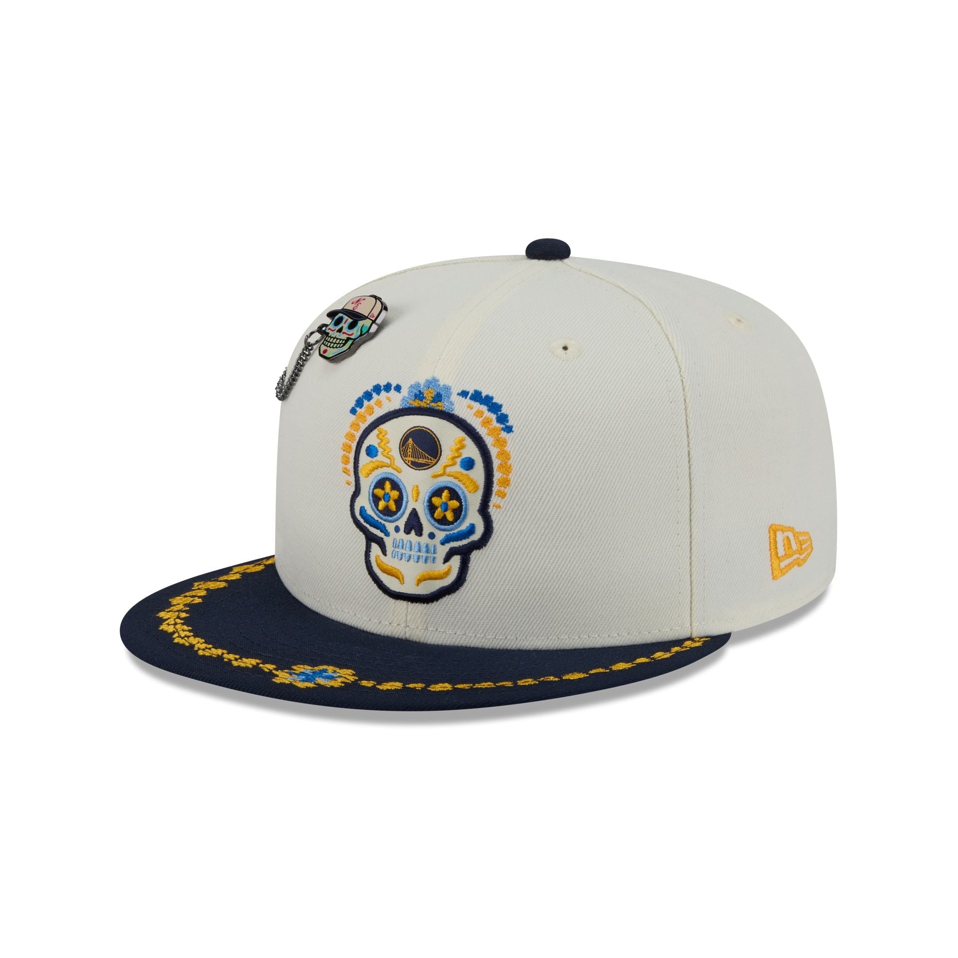 Golden State Warriors Day of the Dead Chrome White 59FIFTY Fitted Hat