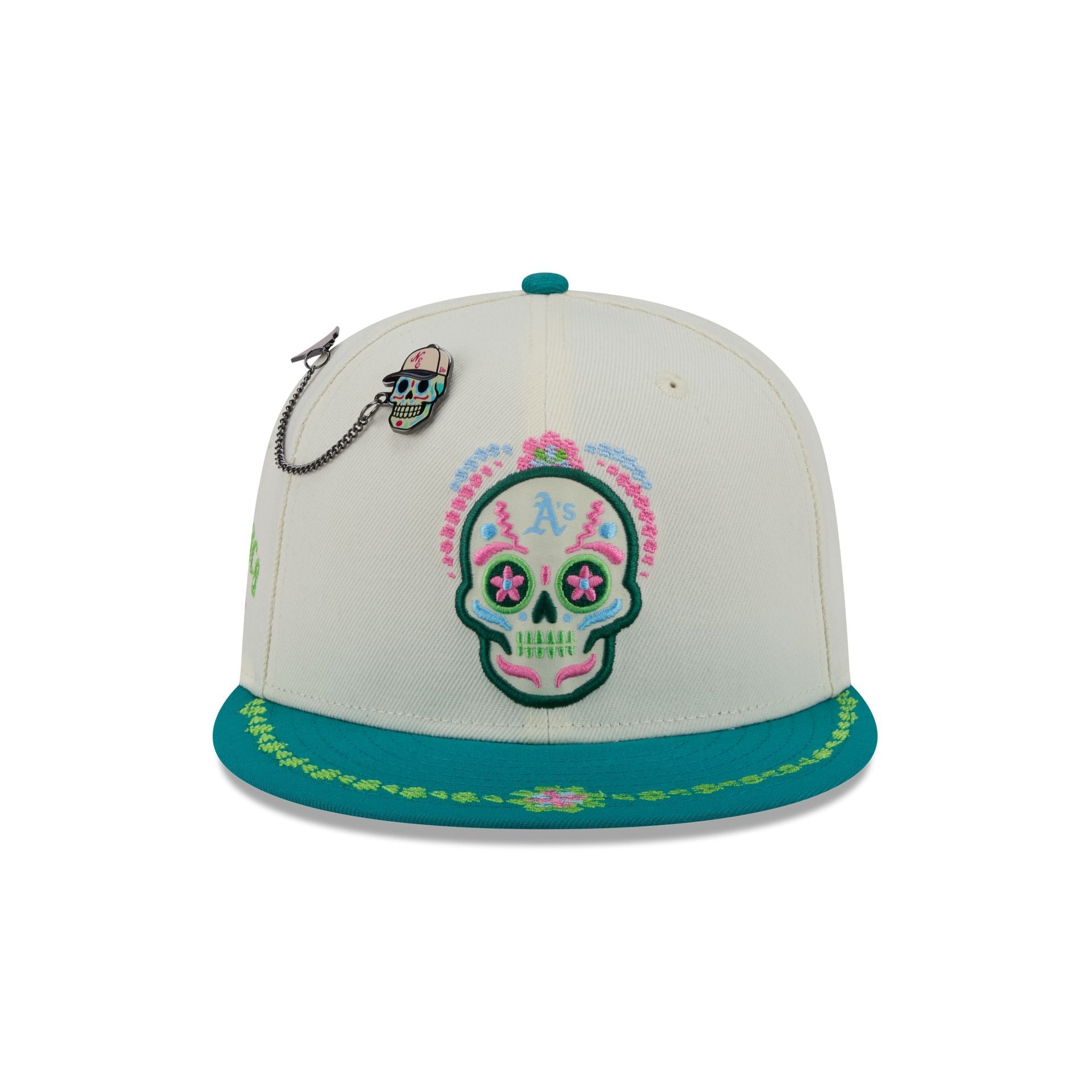 Athletics Day of the Dead Chrome White 59FIFTY Fitted Hat