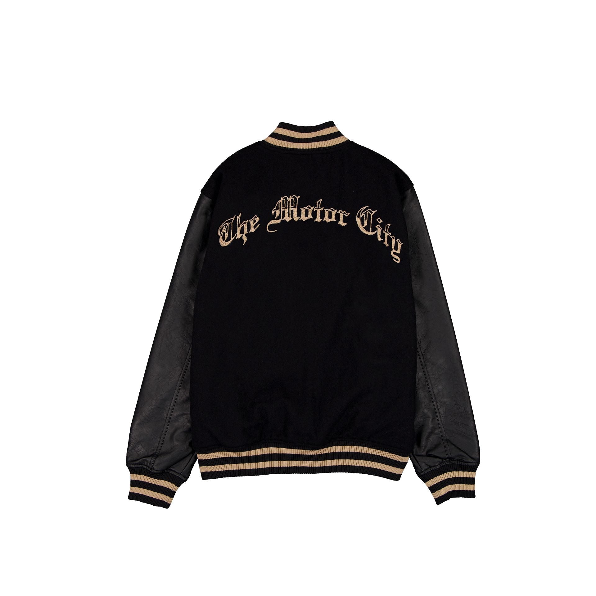 Detroit Tigers Gothic Lettering Black Wool Varsity Jacket