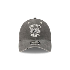 Charlotte Hornets Washed Black Cotton 9TWENTY Adjustable Hat